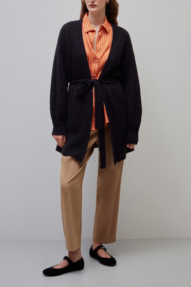 Gilet long en laine et alpaga Noir