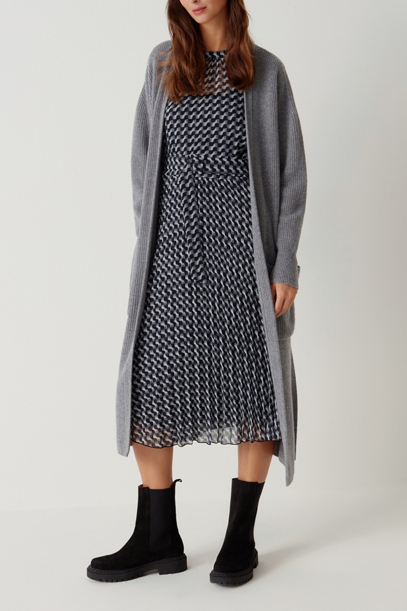 Gilet long en mérinos Gris