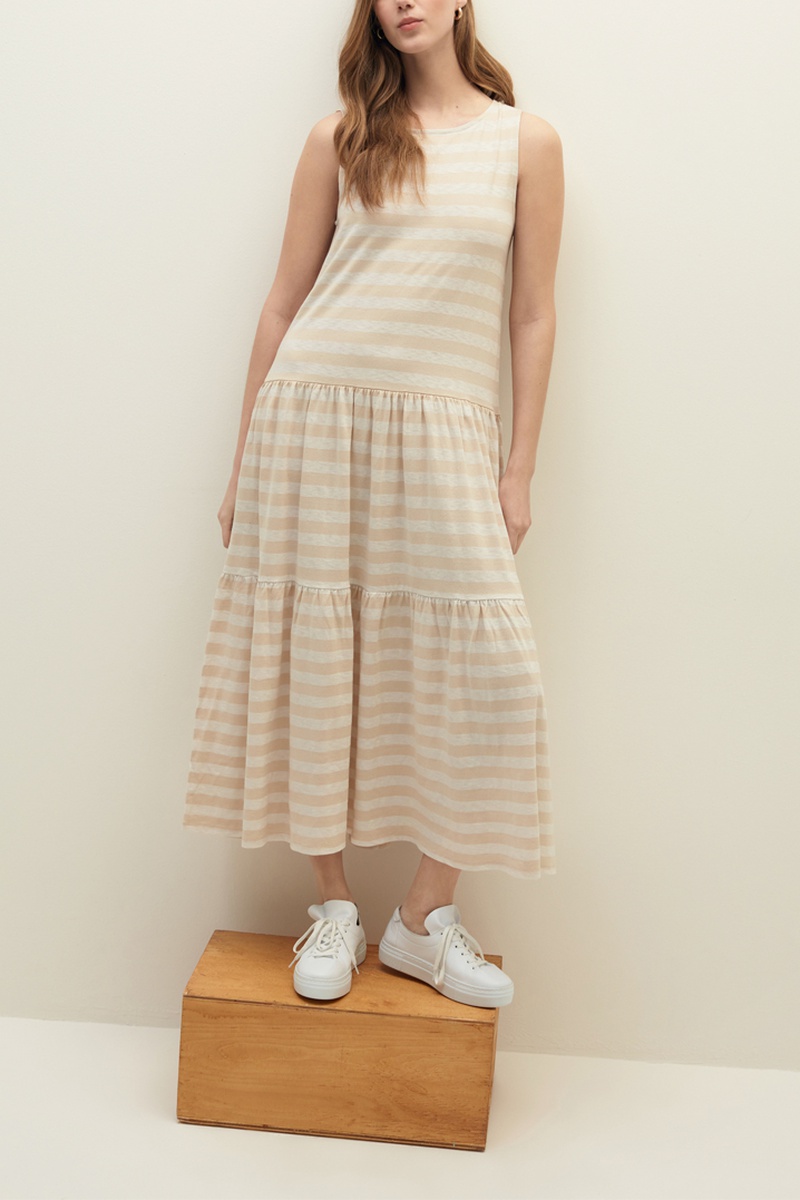 Robe longue Ecru et saumon