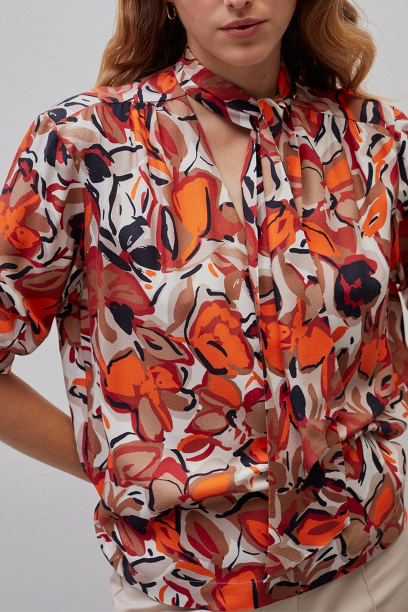 Blouse Noir et beige