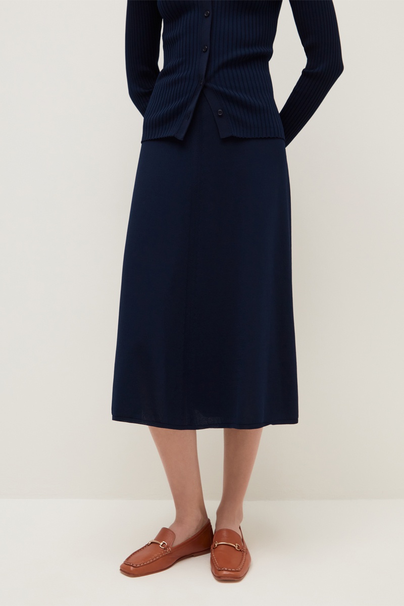 Jupe midi Bleu marine