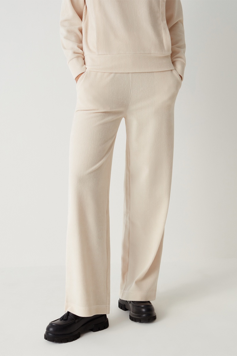 Pantalon wide legs en velours Blanc