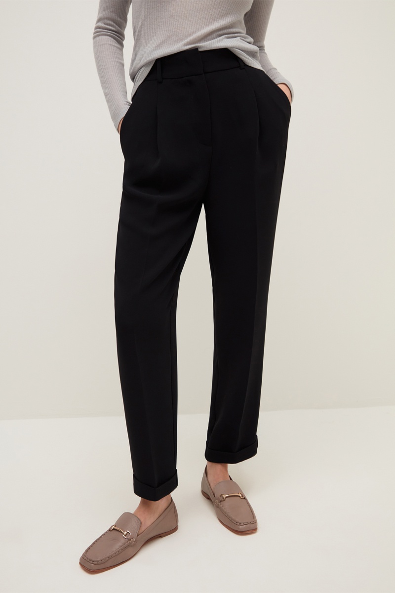 Pantalon carotte taille haute Noir