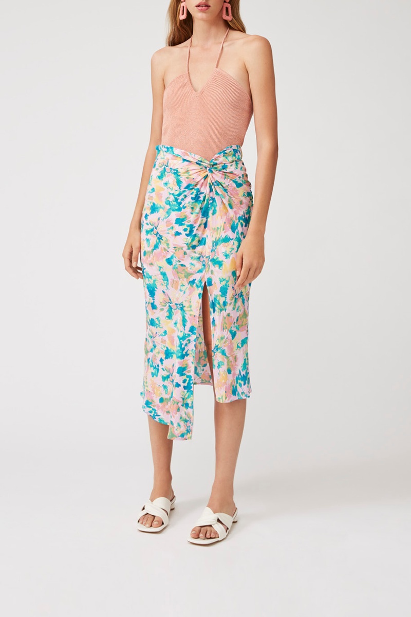 Jupe midi taille haute Fidji Rose