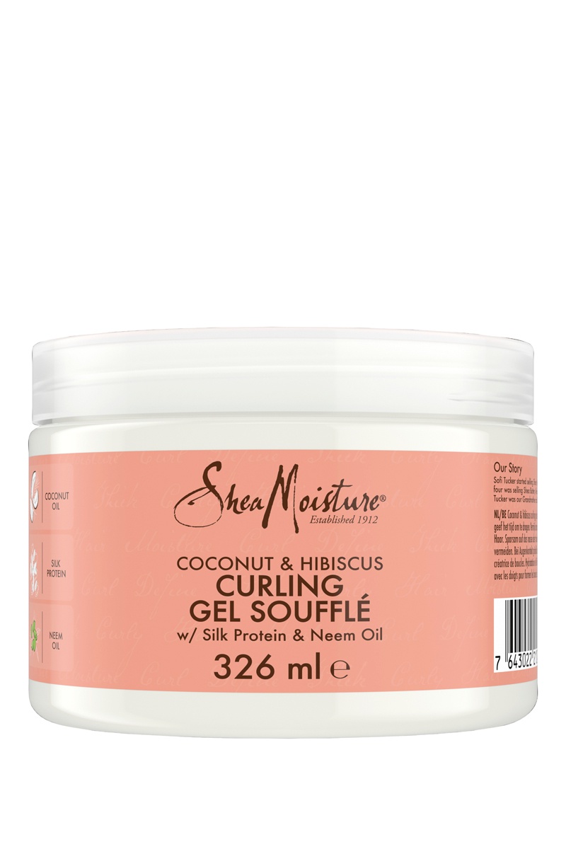 Gel soufflé Shea Moisture - Cheveux épais et bouclés - Noix de coco & Hibiscus - 326 ml