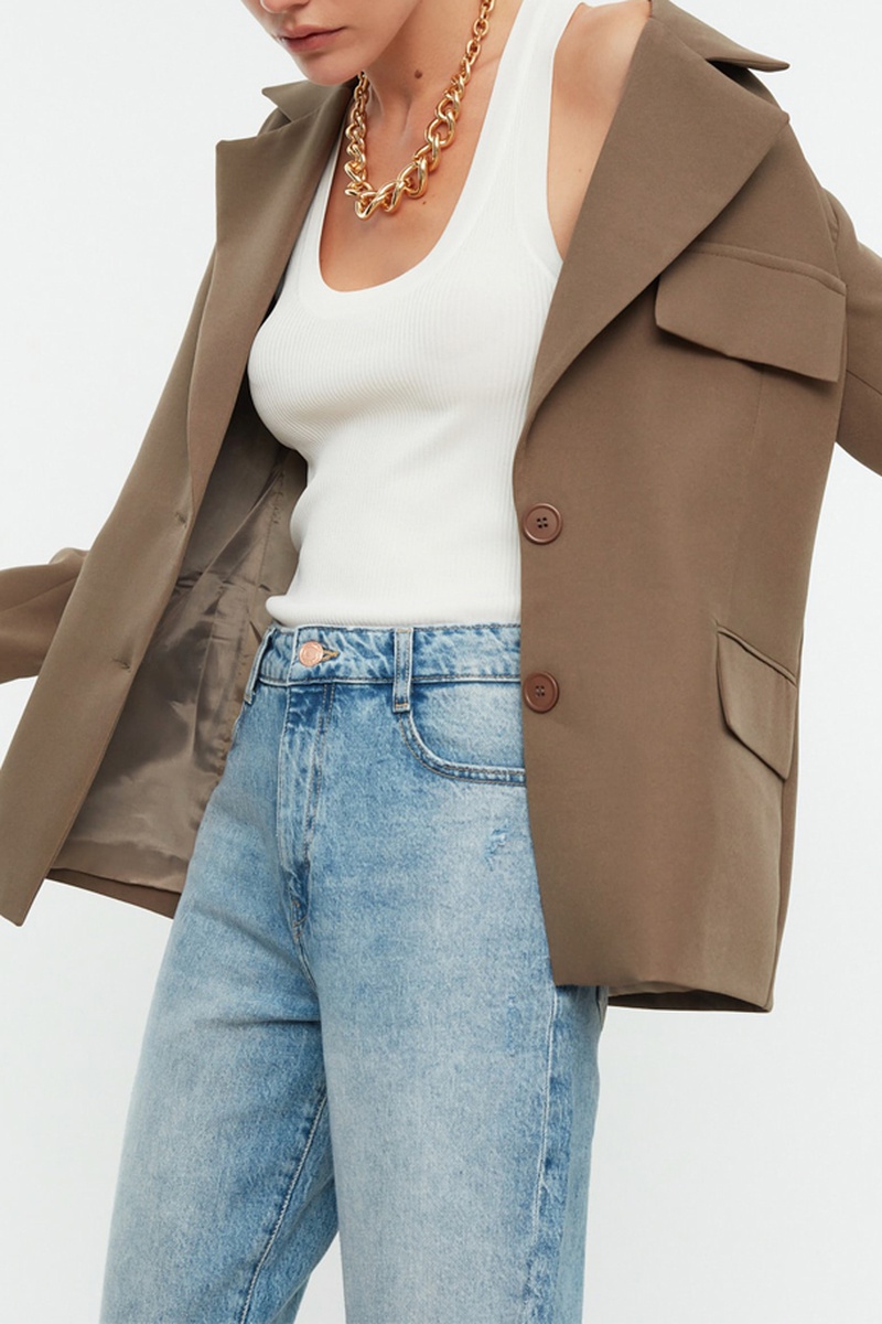 Trendyol Mujer Marrón Chaqueta