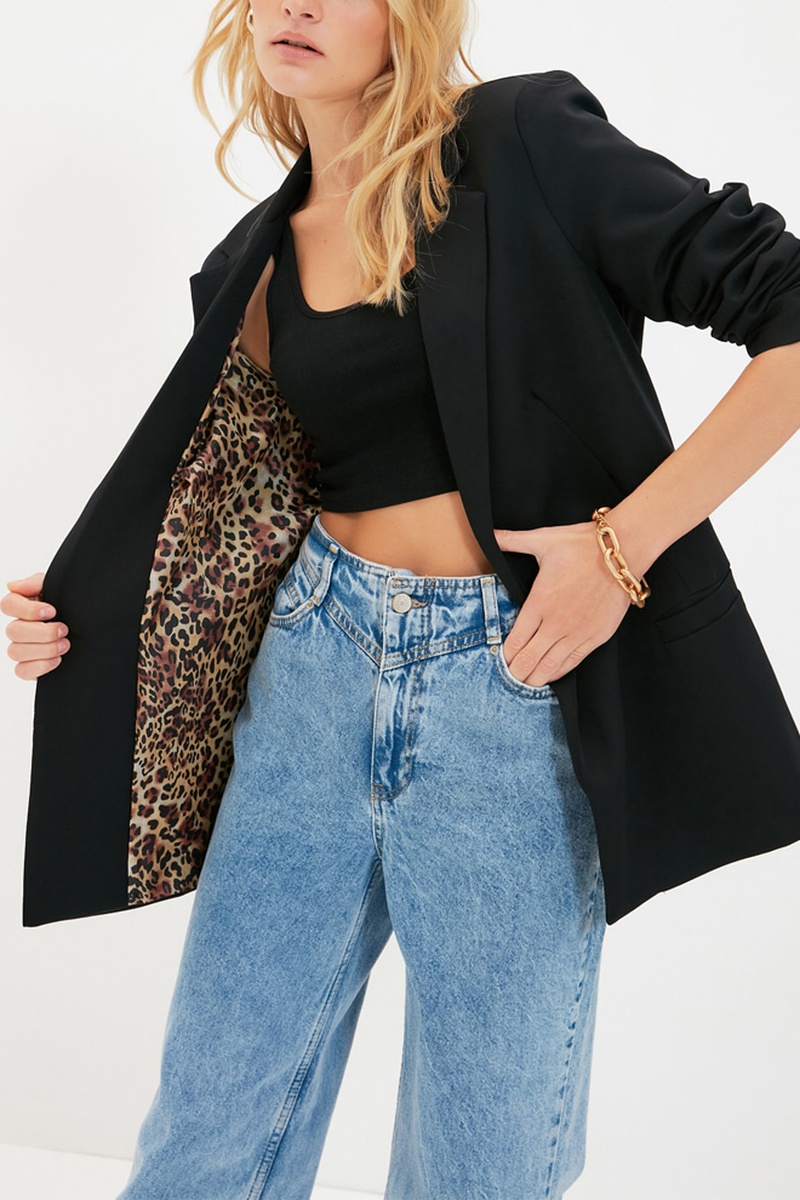 Trendyol Mujer Negro Chaqueta