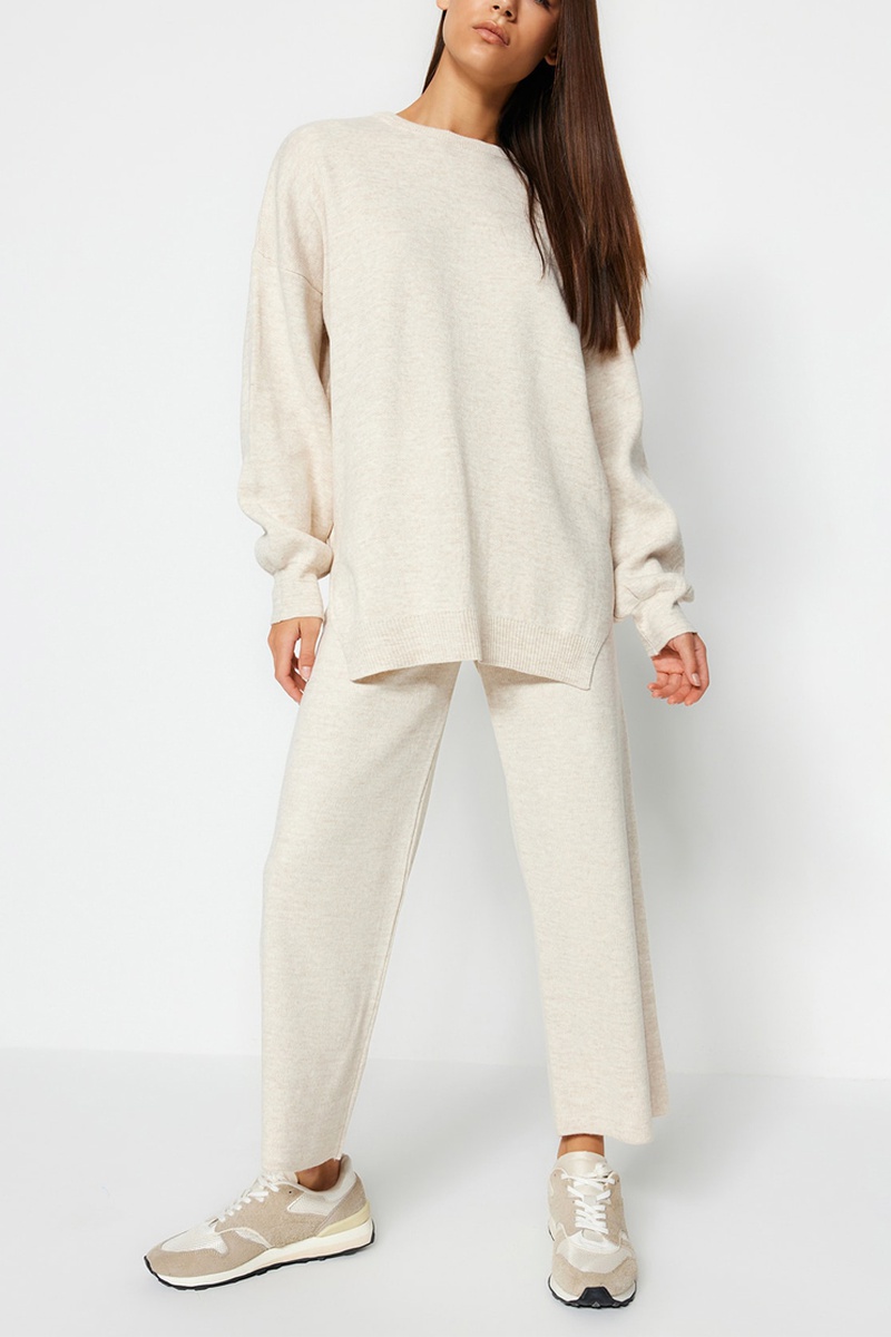 Trendyol Mujer Beige Jersey Y Pantalón