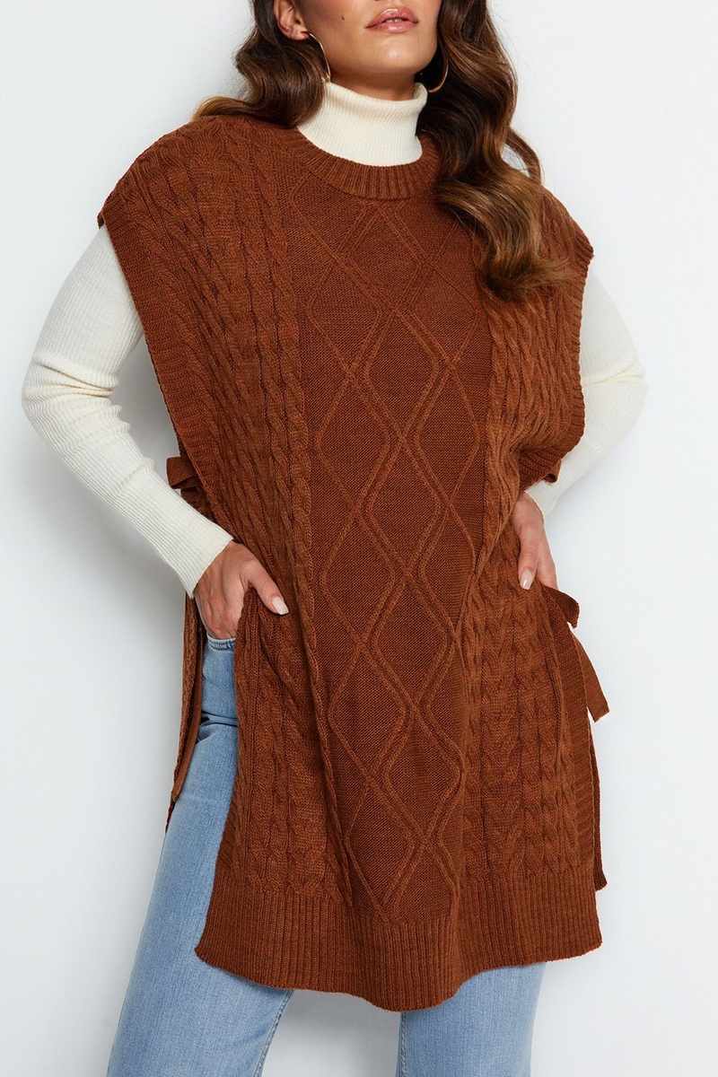 Trendyol Mujer Marrón Chaleco