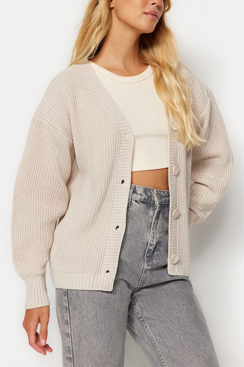 Trendyol Mujer Beige Cárdigan