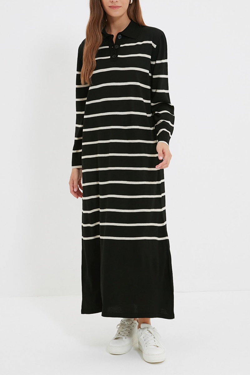 Trendyol Mujer Blanco/Negro Vestido Jersey Y