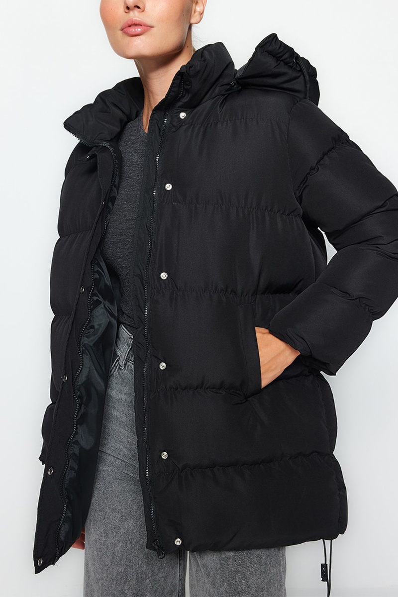 Trendyol Mujer Negro Anorak Con Capucha