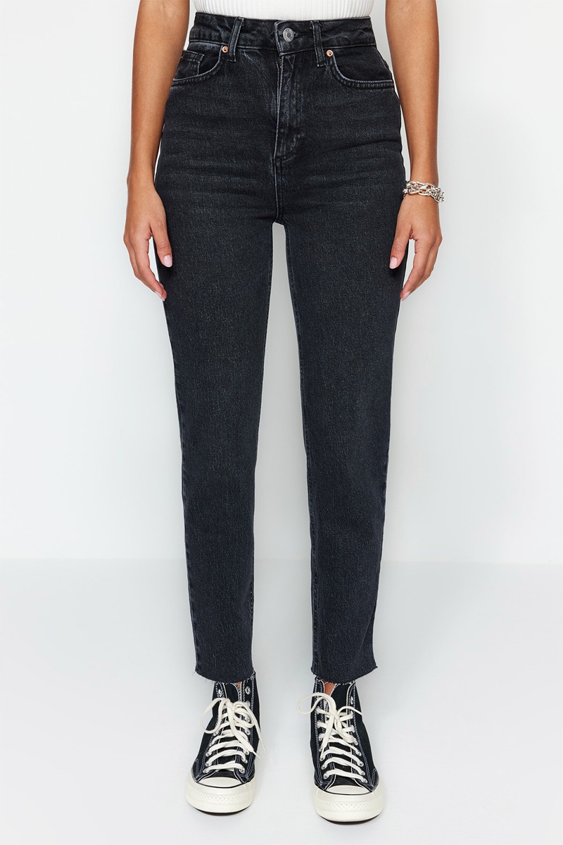 Trendyol Mujer Gris/Negro/Rosa Vaquero Slim Fit 7/8