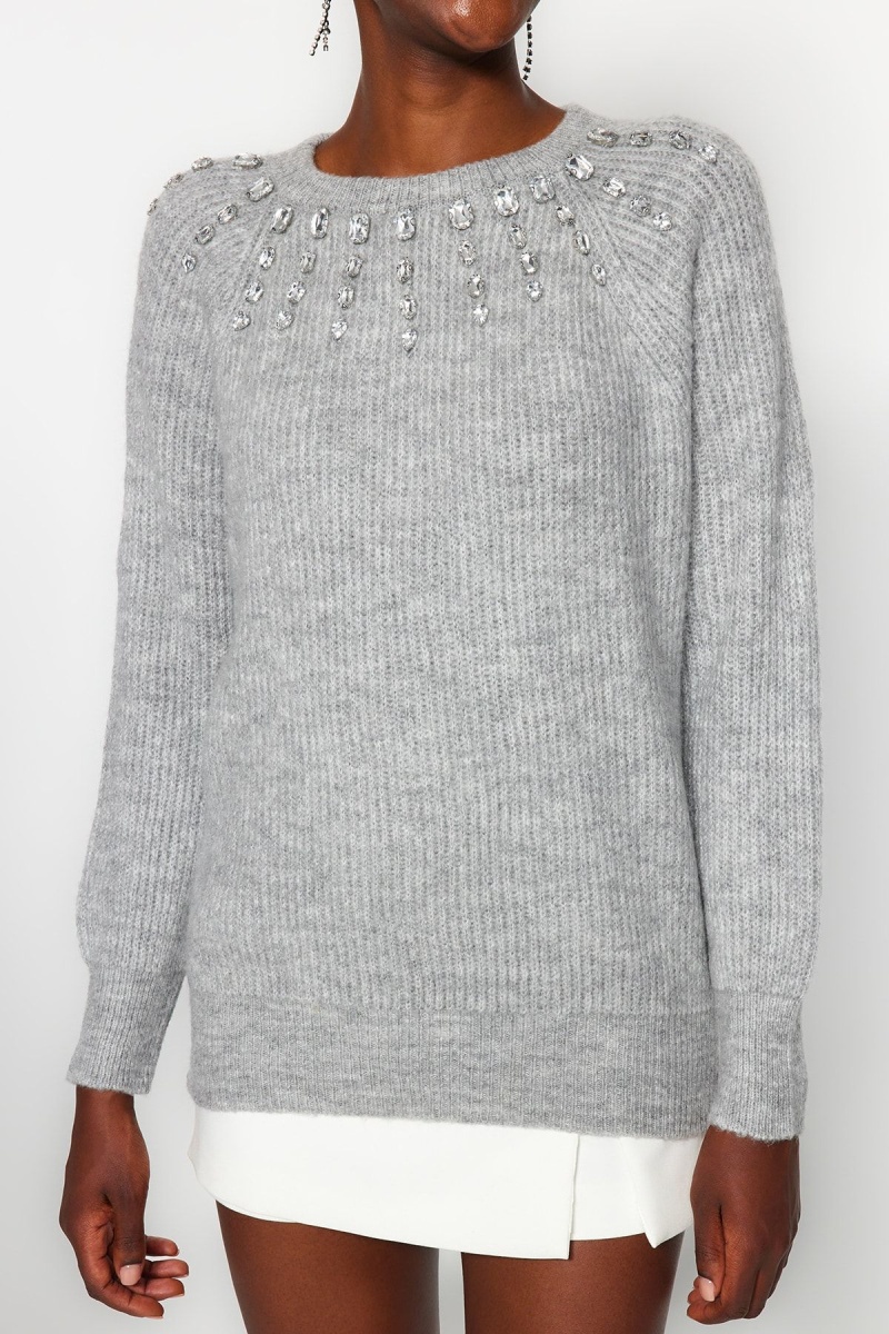 Trendyol Mujer Gris Jersey
