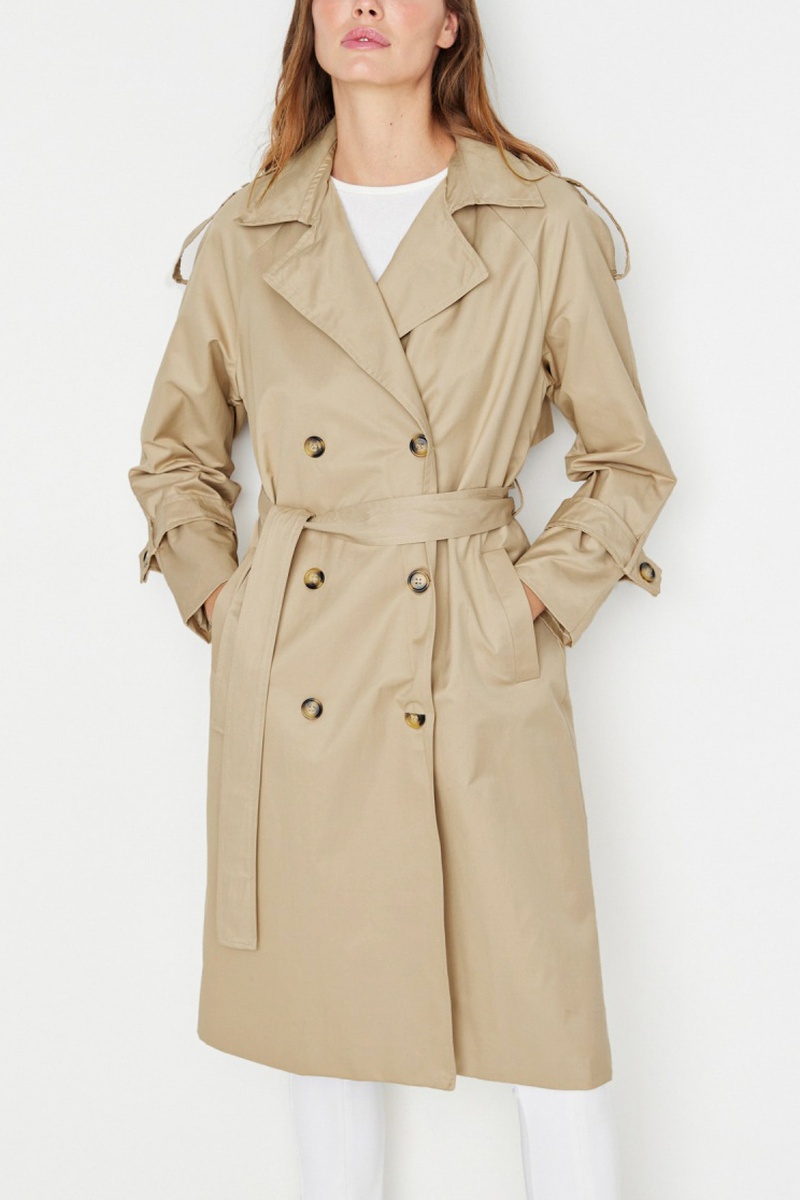 Trendyol Mujer Beige Gabardina Regular Fit