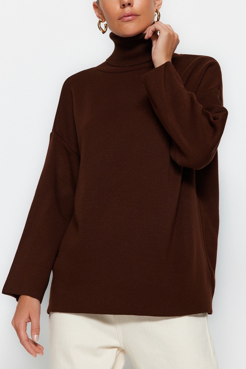 Trendyol Mujer Marrón Jersey Oversize