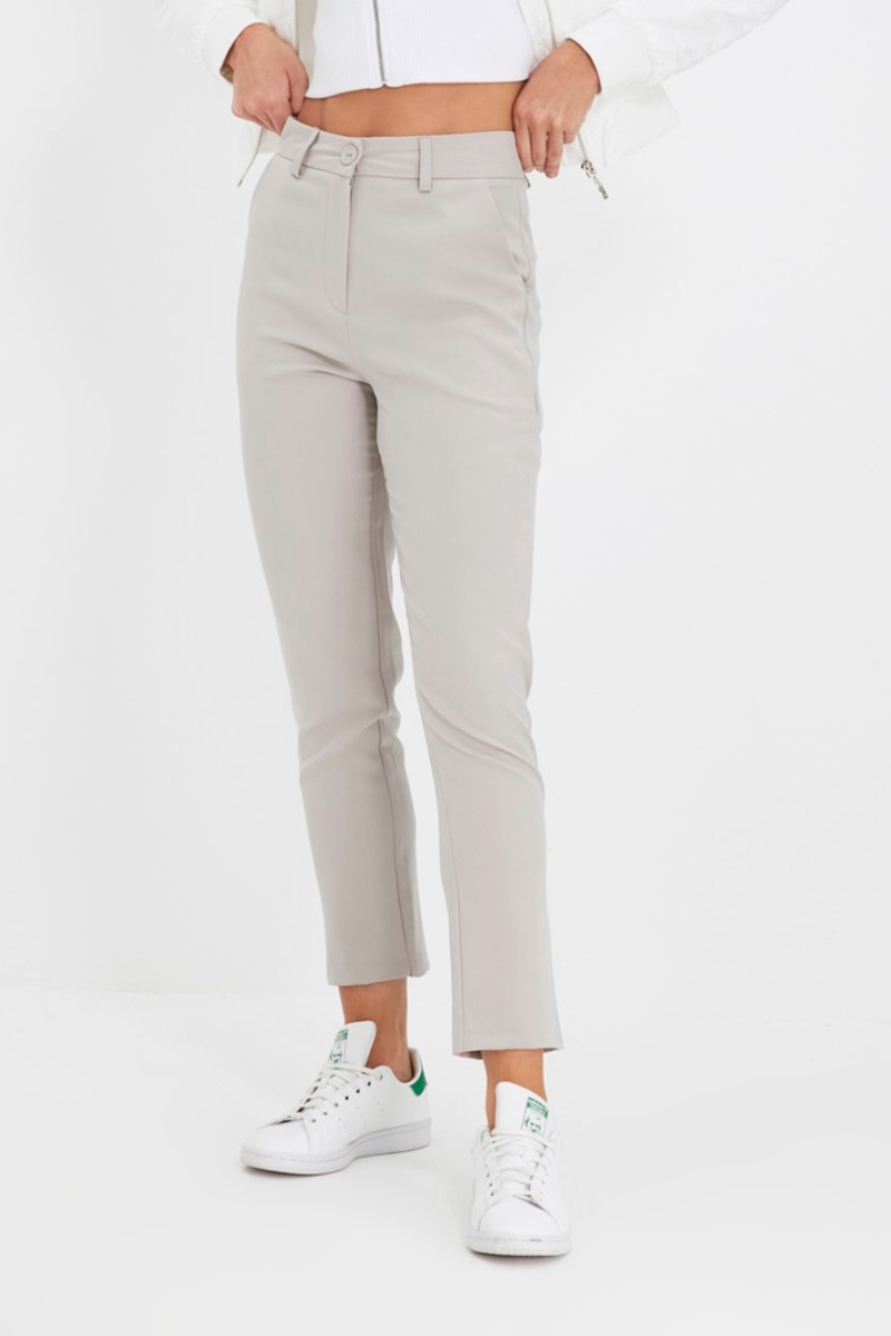Trendyol Mujer Gris Pantalón Pitillo
