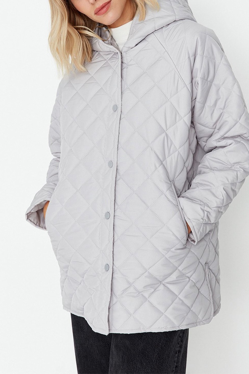Trendyol Mujer Gris Chaqueta Con Capucha