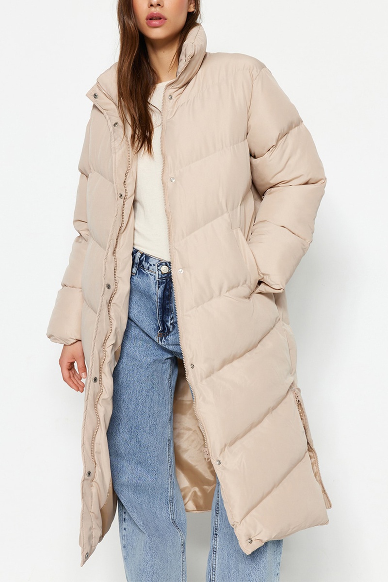 Trendyol Mujer Beige Anorak Largo