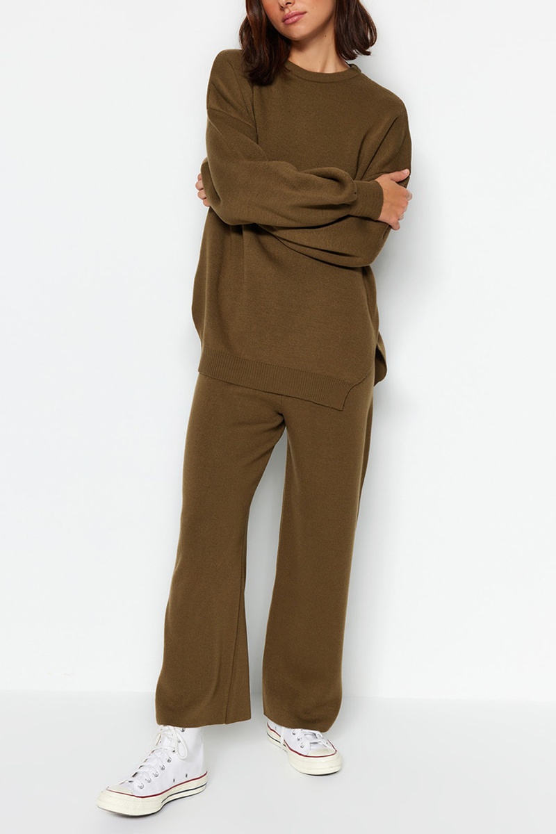 Trendyol Mujer Verde Jersey Y Pantalón - Caqui