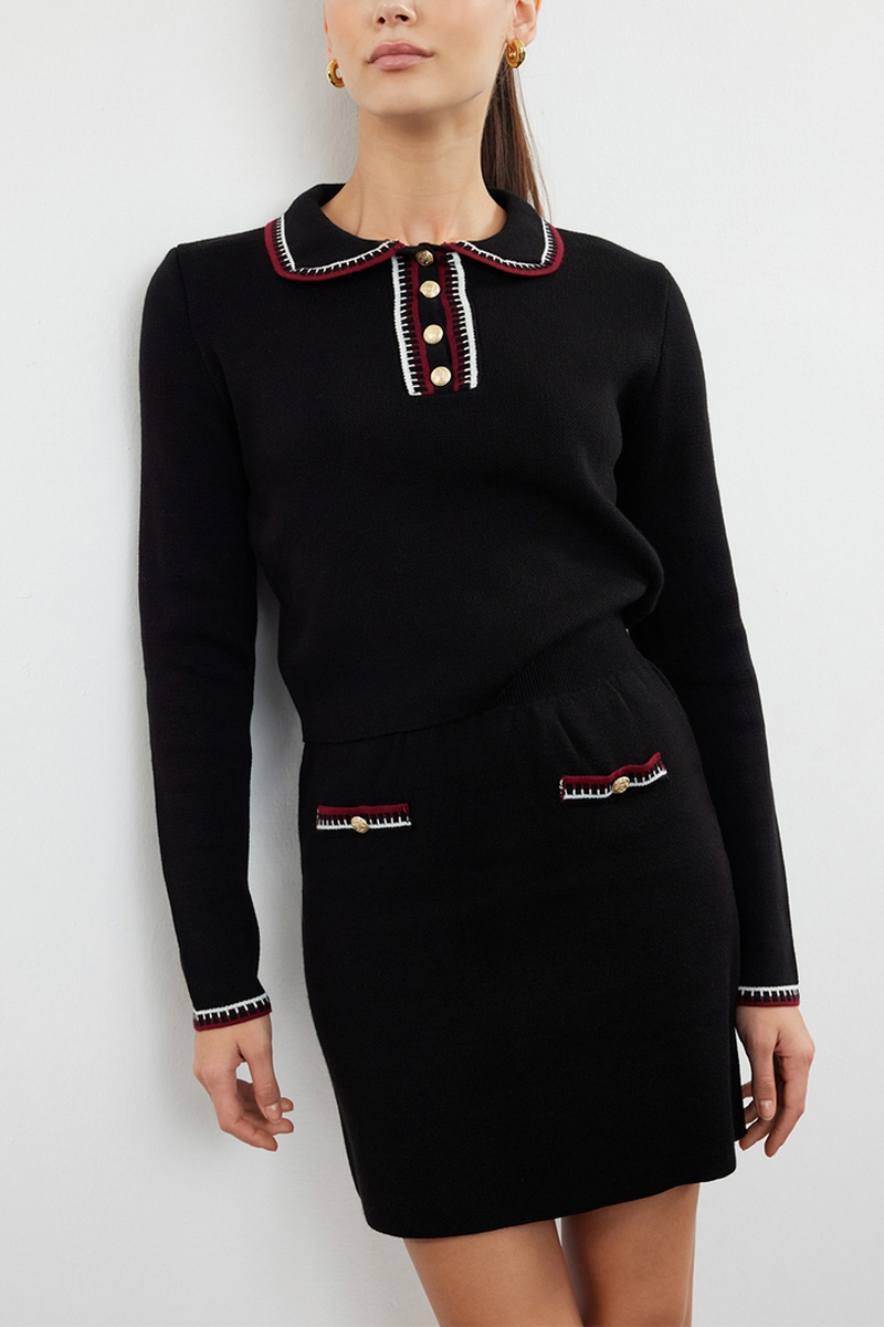 Trendyol Mujer Negro Jersey Y Falda