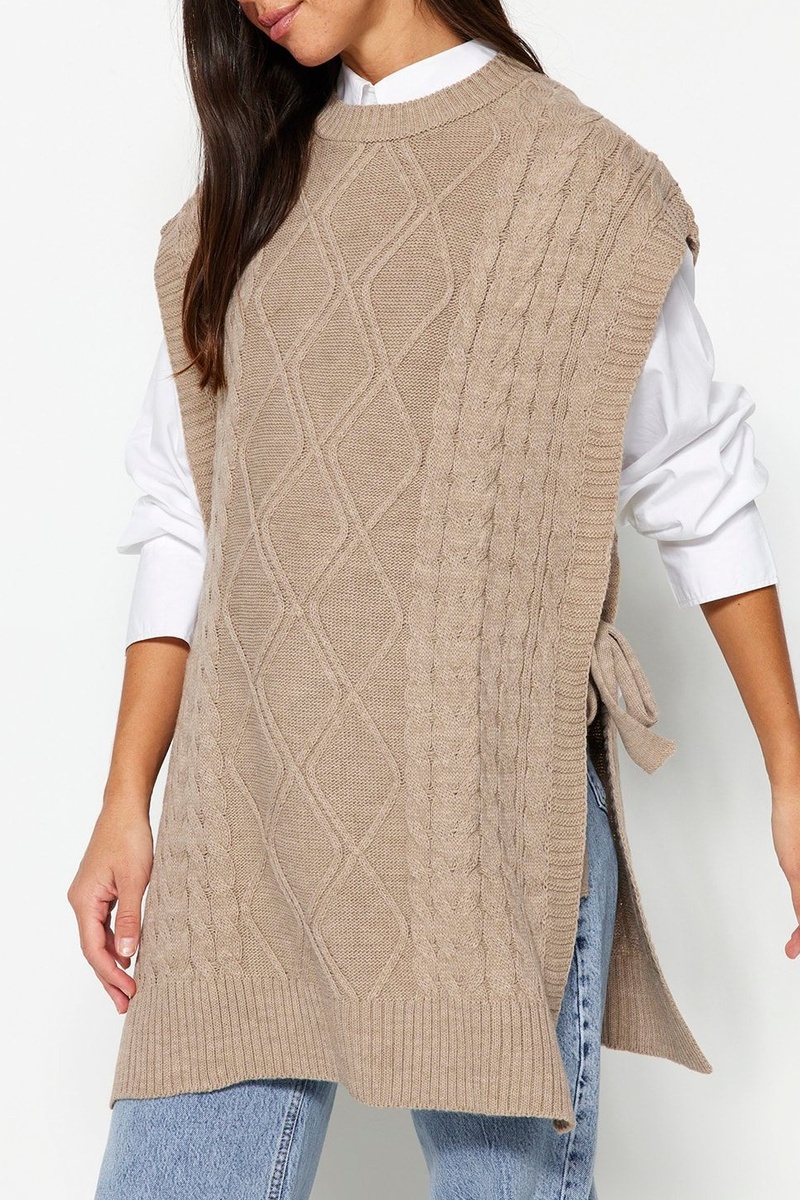 Trendyol Mujer Beige Chaleco