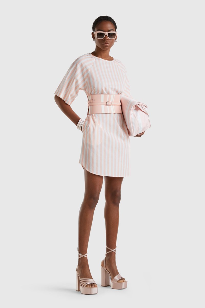 Robe droite Blanc et saumon