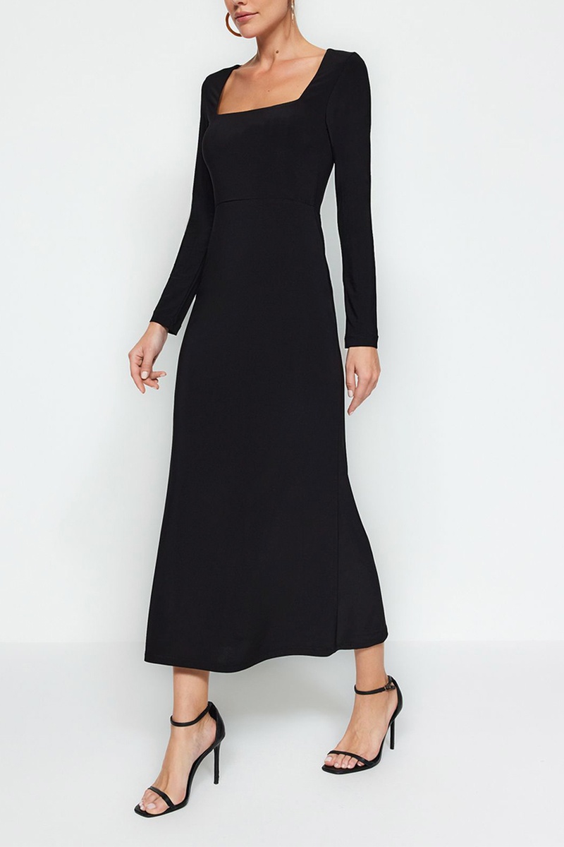 Trendyol Mujer Negro Vestido Largo