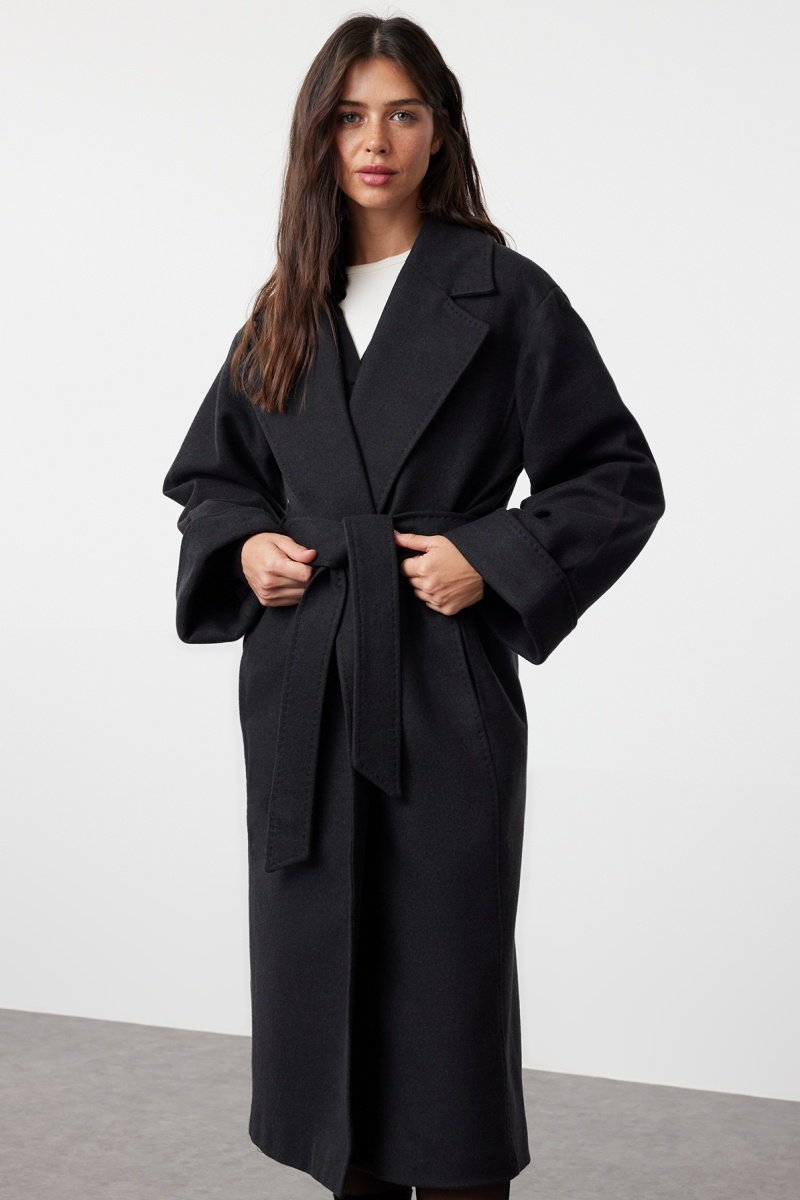 Trendyol Mujer Gris Abrigo - Antracita