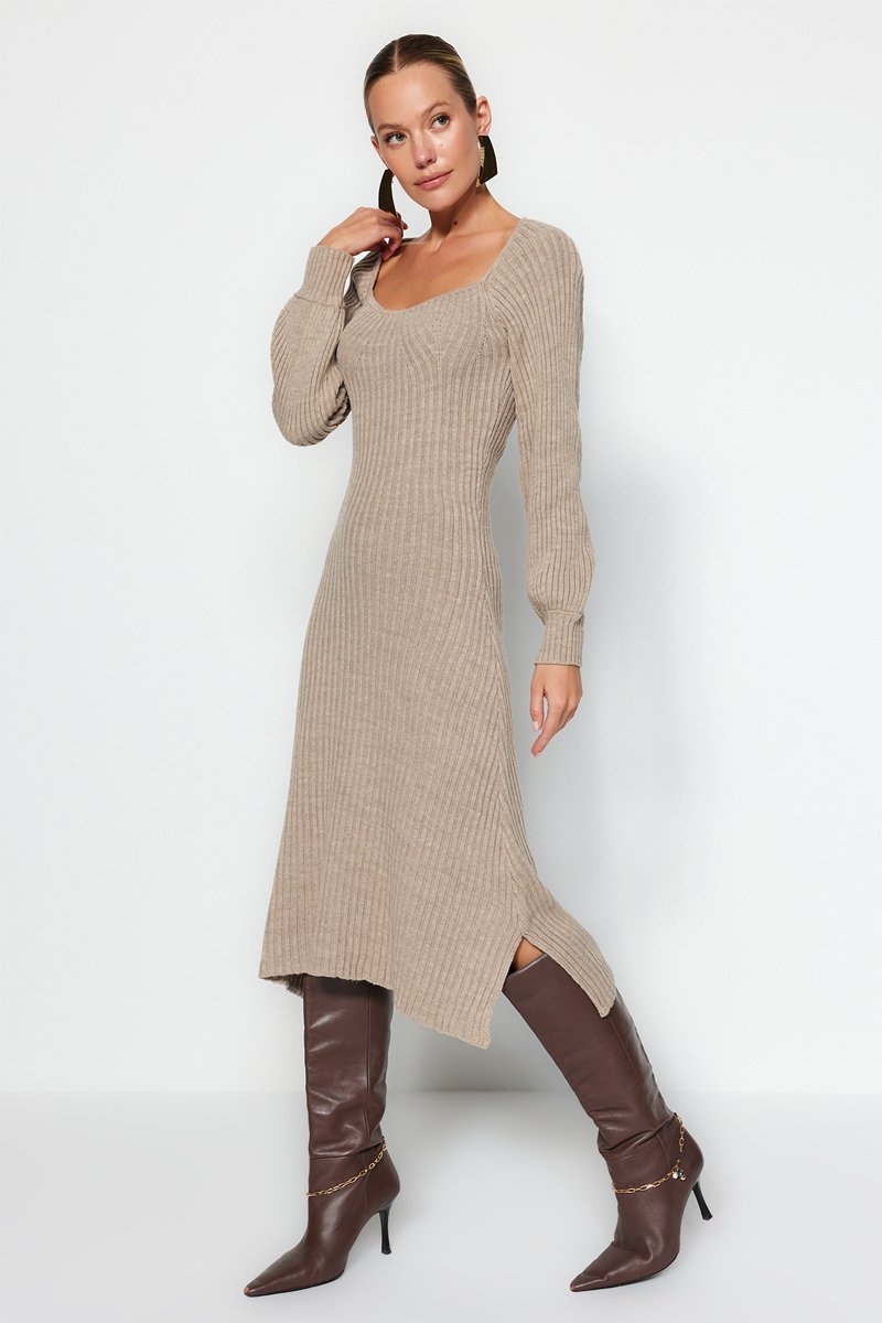 Trendyol Mujer Beige Vestido Jersey