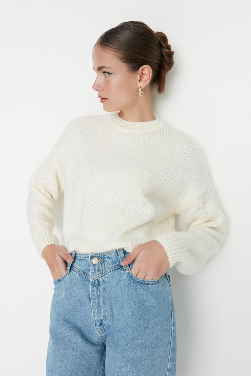 Trendyol Mujer Blanco Jersey Crudo