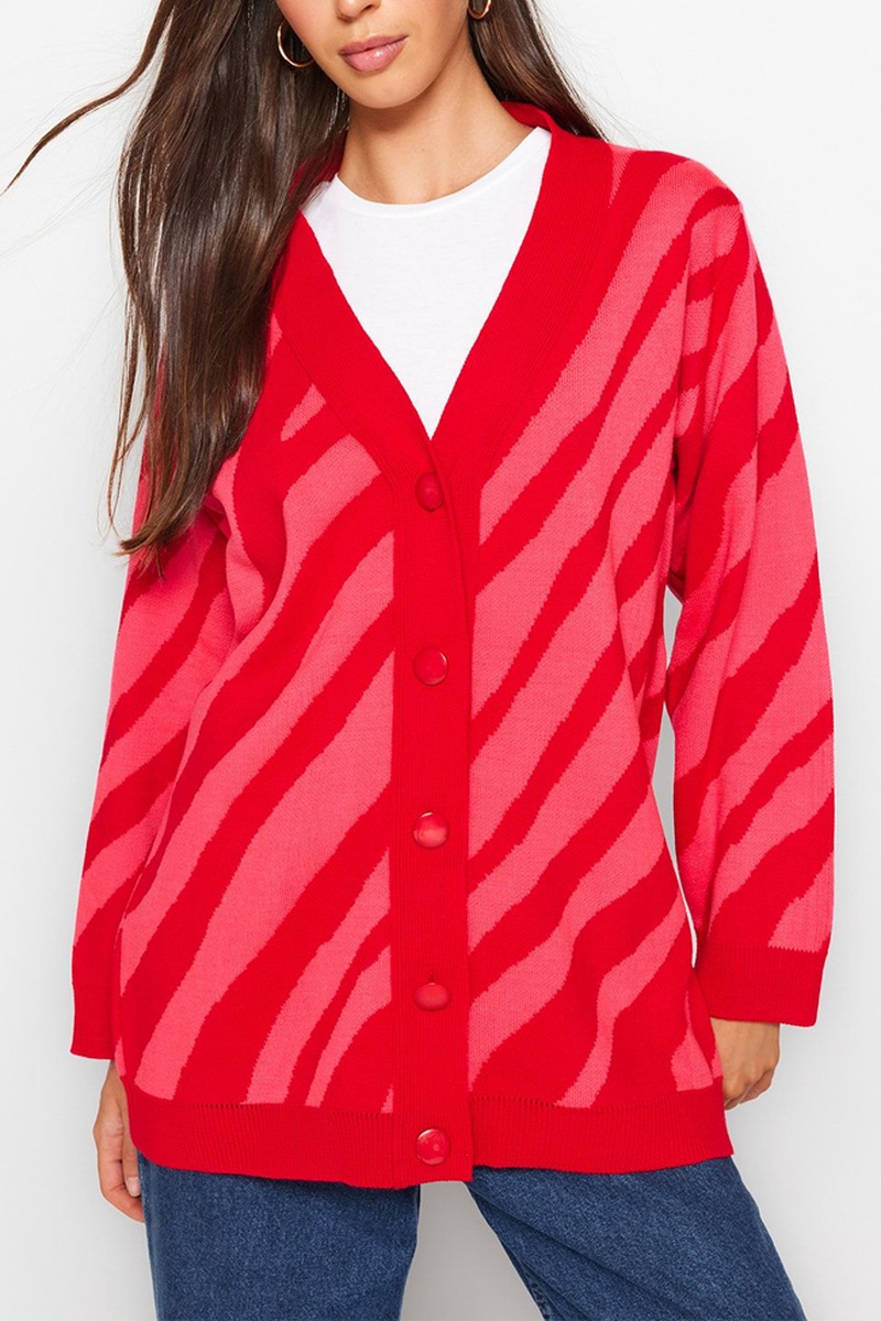 Trendyol Mujer Rojo/Rosa Cárdigan - Fucsia Y