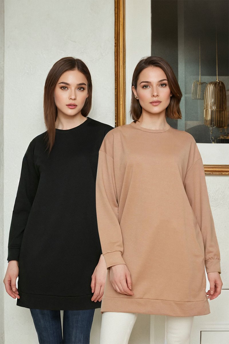 Trendyol Mujer Negro/Marrón 2 Sudaderas - Y Camel