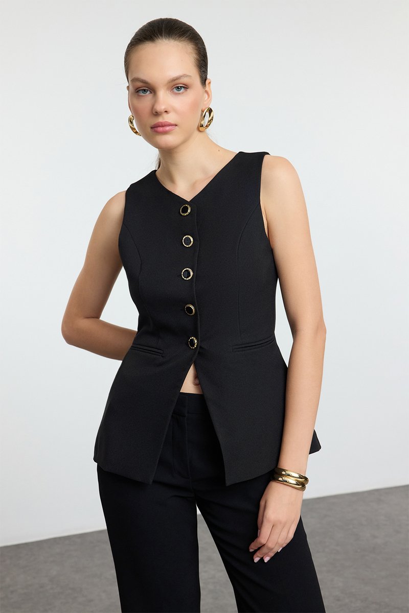 Trendyol Mujer Negro Chaleco De Traje