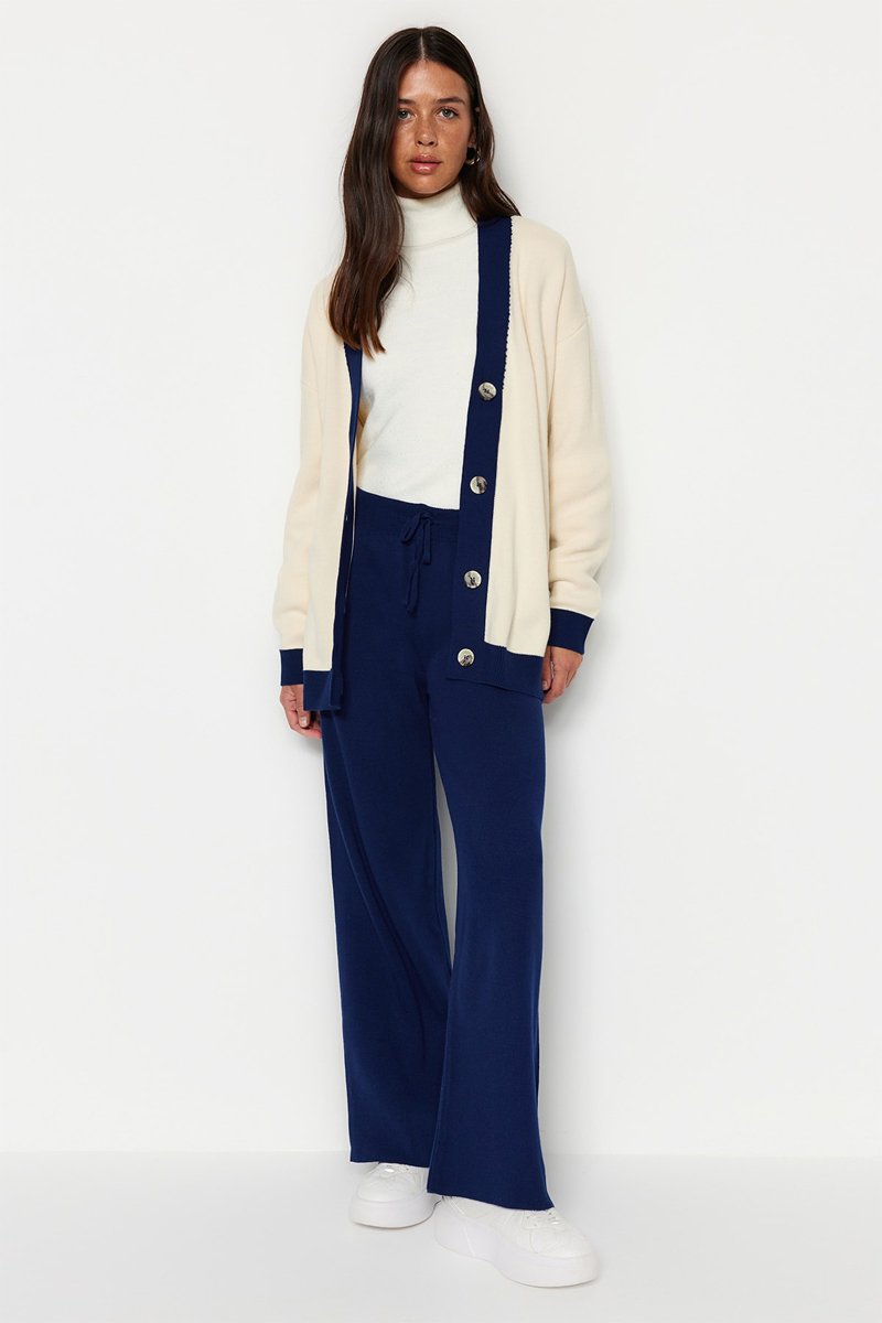 Trendyol Mujer Azul Cárdigan Y Pantalón