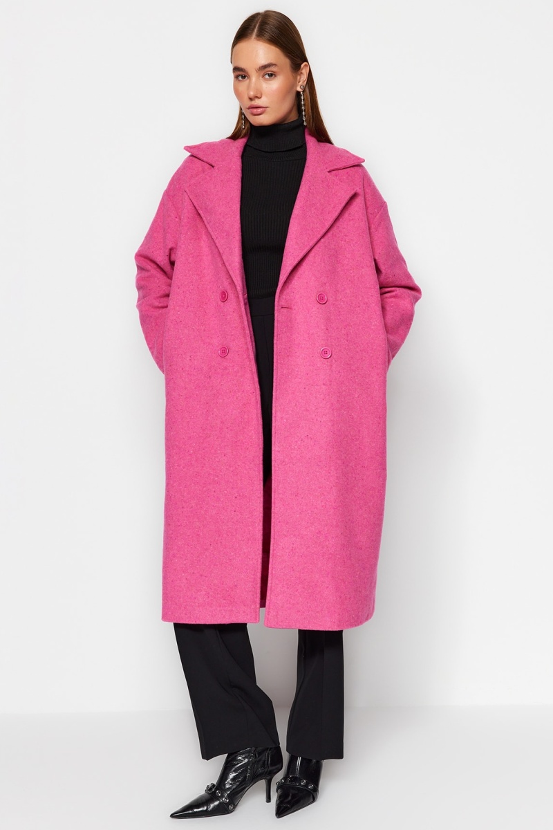 Trendyol Mujer Violeta Abrigo - Fucsia
