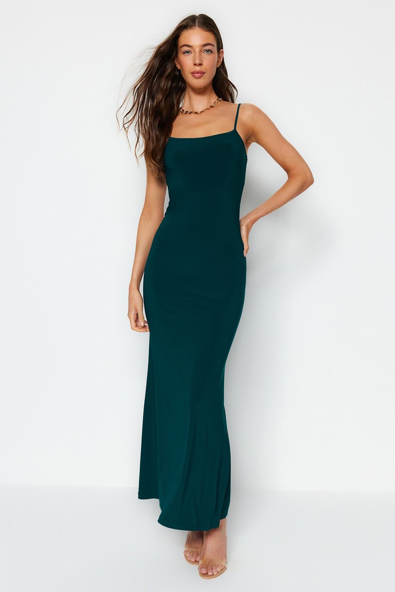 Trendyol Mujer Verde Vestido Largo Esmeralda