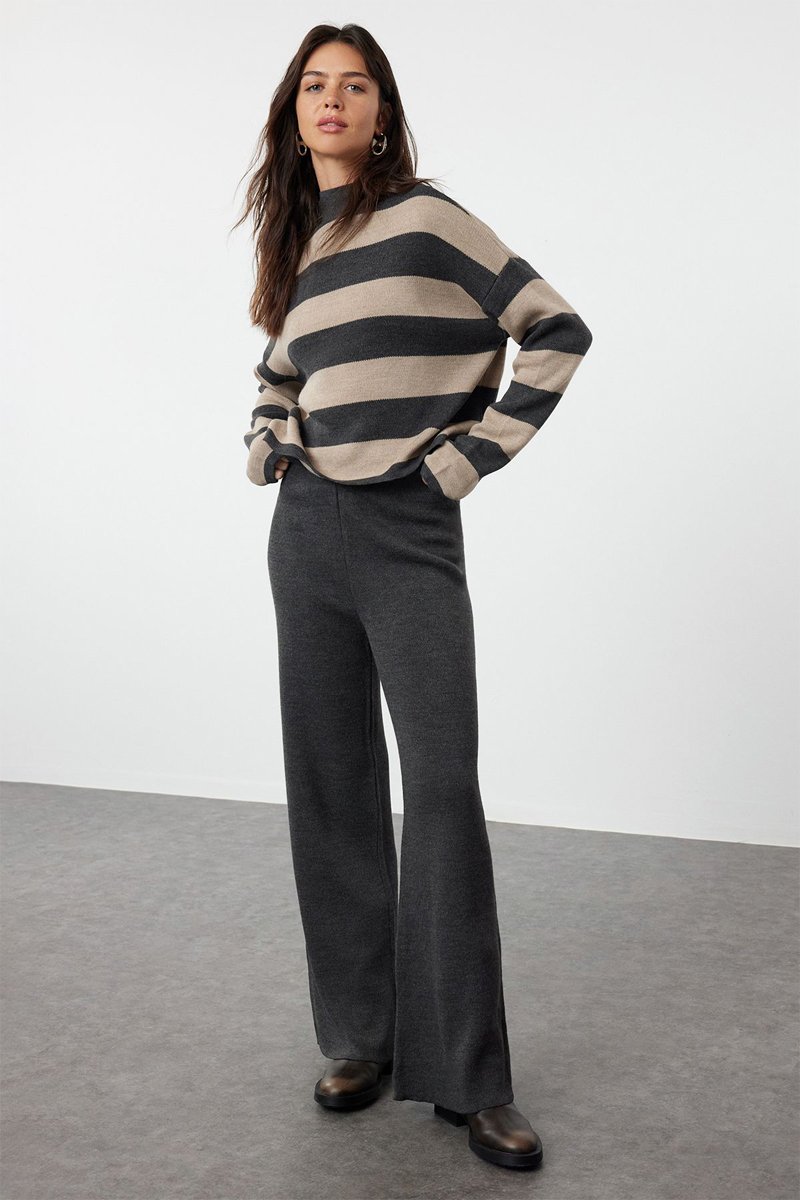 Trendyol Mujer Beige/Gris Jersey Y Pantalón - Antracita Y