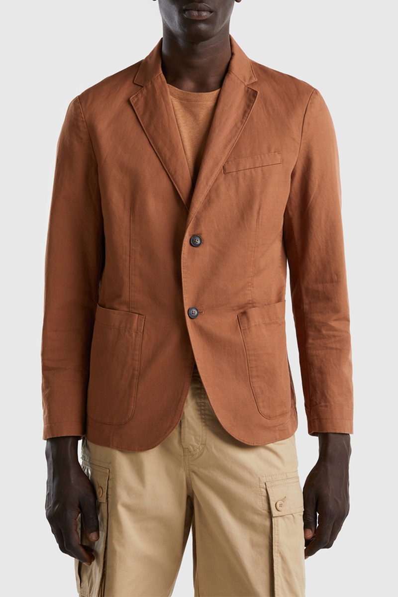 Veste+en+lin+-+Marron