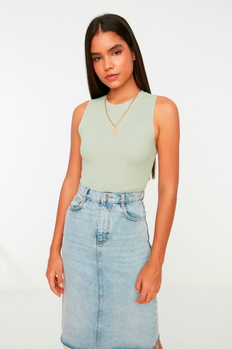 Trendyol Mujer Verde Top - Menta