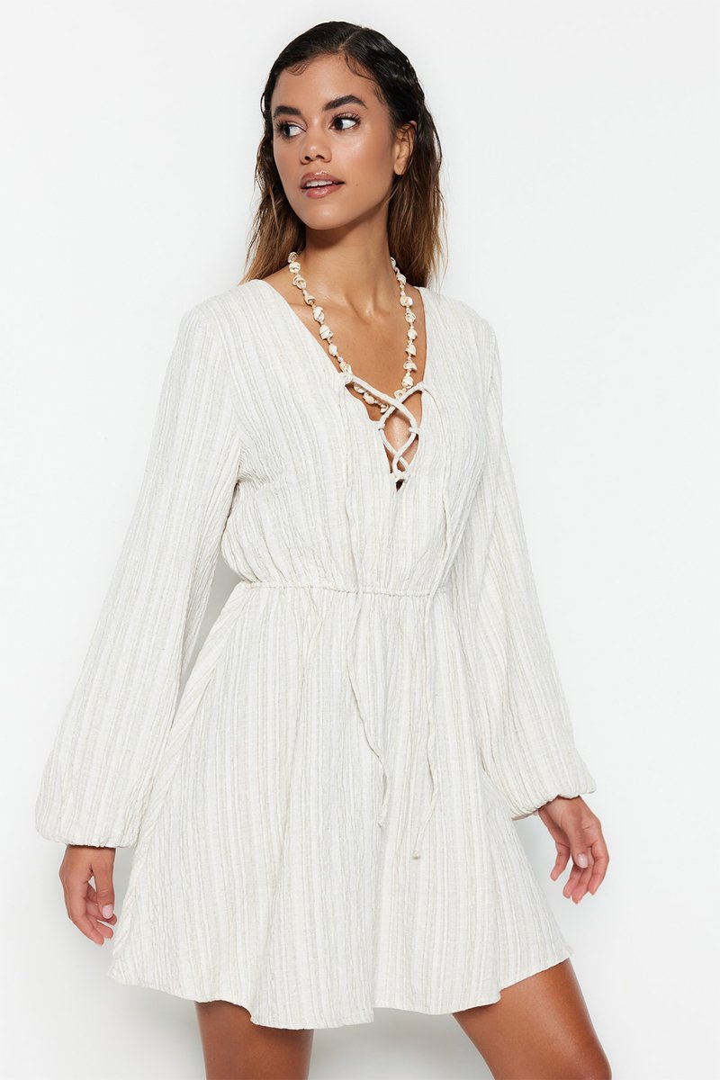 Trendyol Mujer Blanco Vestido De Playa - Crudo