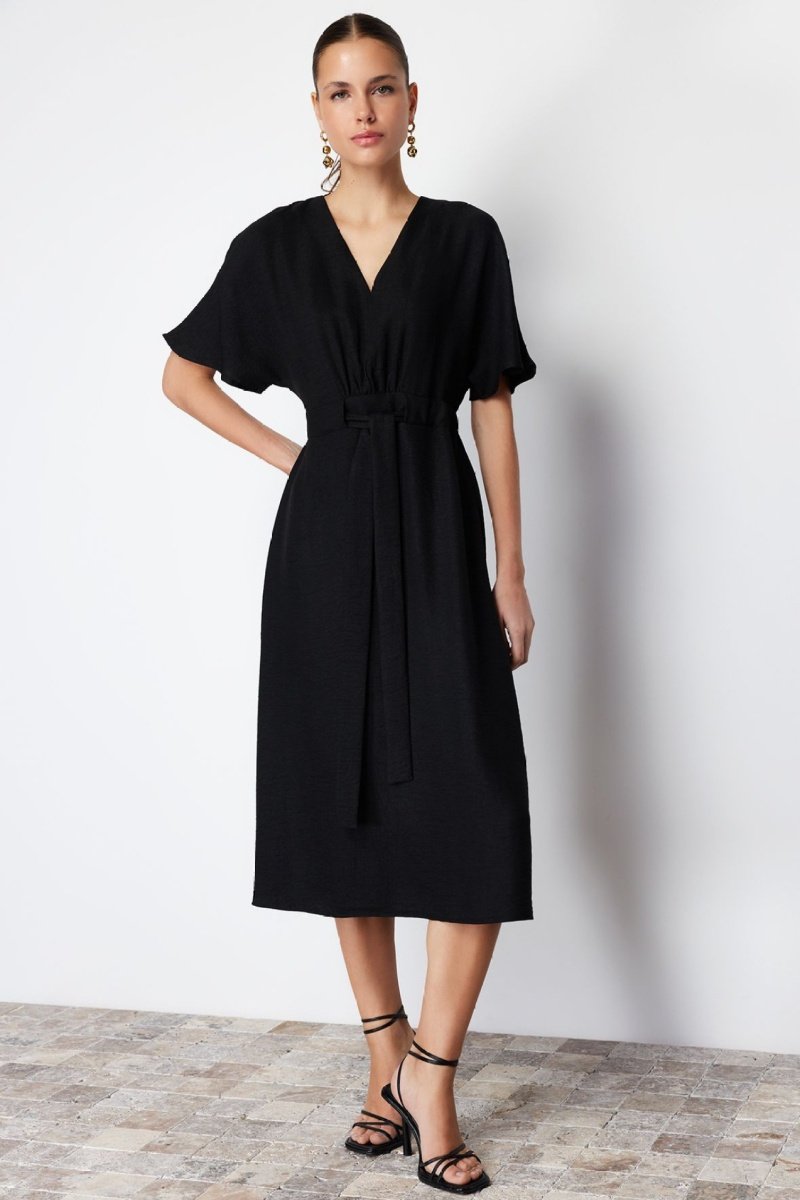 Trendyol Mujer Negro Vestido Midi