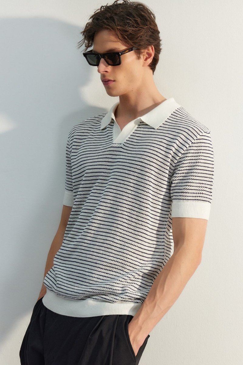 Trendyol Hombre De Rayas/Blanco/Azul Polo Relaxed - Marino