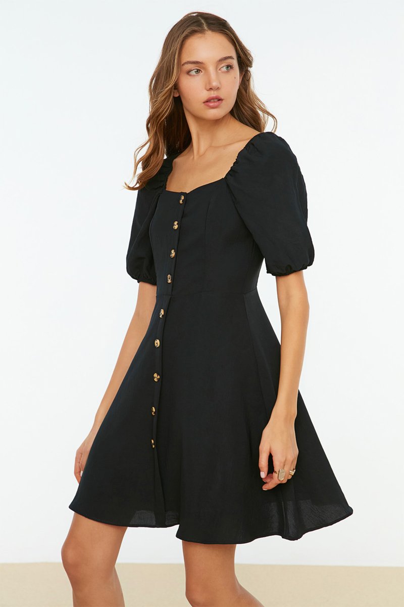 Trendyol Mujer Negro Vestido Evasé