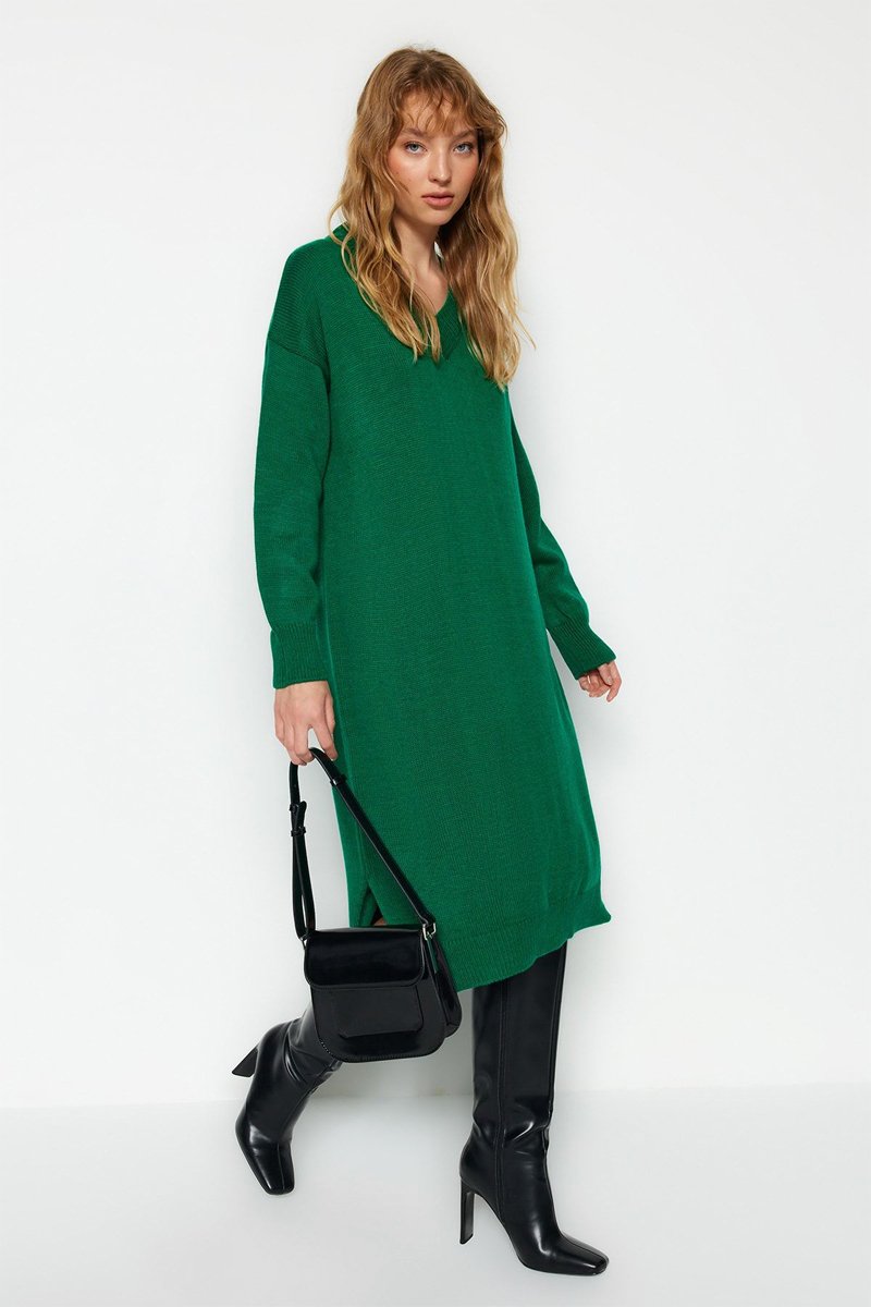 Trendyol Mujer Verde Vestido Jersey