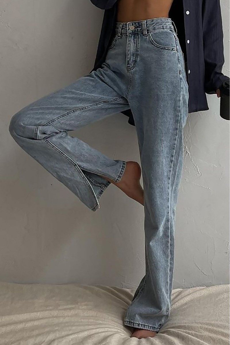 Trendyol Mujer Azul Vaquero Flare De Tiro Alto