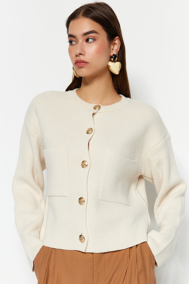 Trendyol Mujer Blanco Cárdigan - Crudo