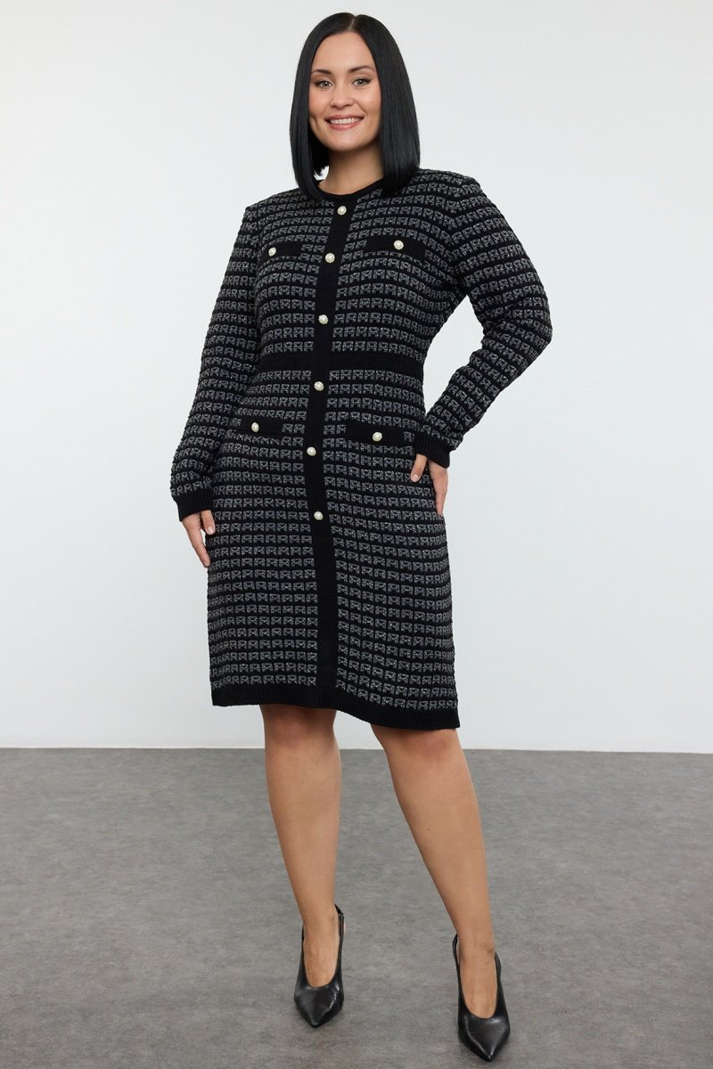 Trendyol Mujer Negro/Gris Vestido Jersey
