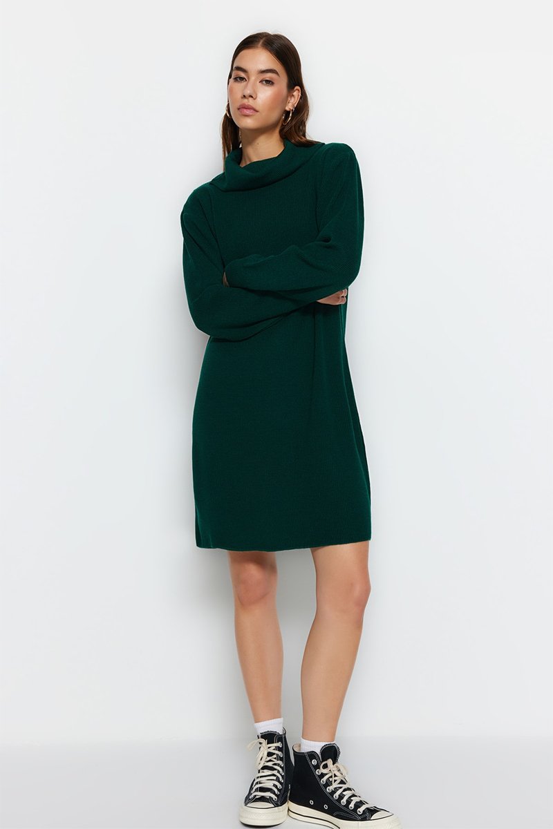 Trendyol Mujer Verde Vestido Jersey - Esmeralda