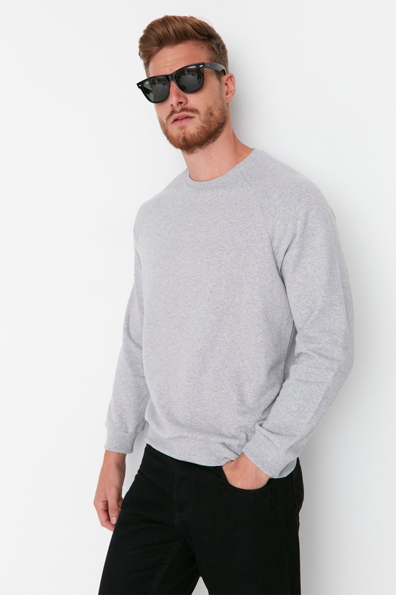 Trendyol Hombre Gris Sudadera - Jaspeado
